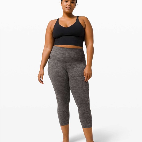 Lululemon Align Super High Rise Crop 21” Heathered Black Size 4 LW6BMHS - Picture 2 of 6